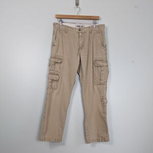Vintage Cargo Pants 34 X 30 Khaki Y2K Gorpcore Utility Skater Wide Paratrooper